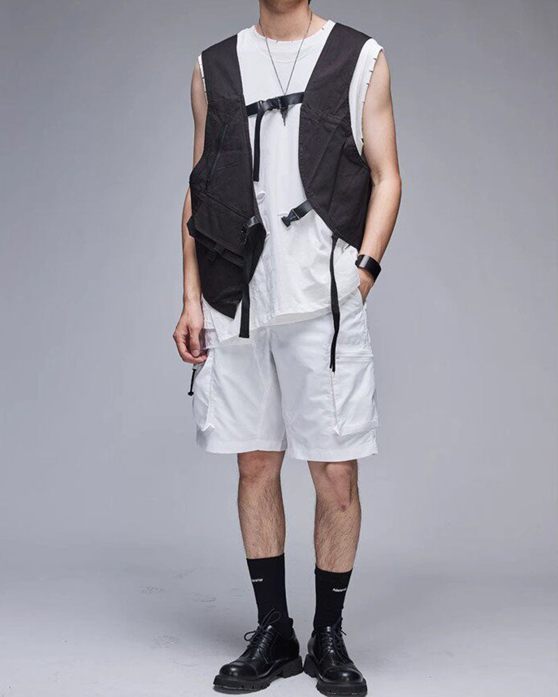 Modern Japanese Techwear Multi-Pocket Cargo Shorts