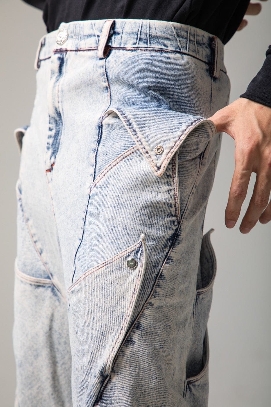 Deconstructed Rose Petals Washed Jeans