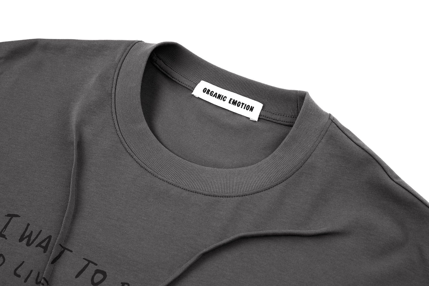 Asymmetrical Pleated Script Graphic T-Shirt
