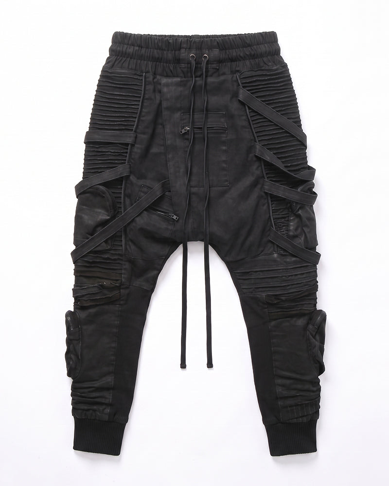 Wasteland Distressed Asymmetric Strap Multi-Cargo Pants