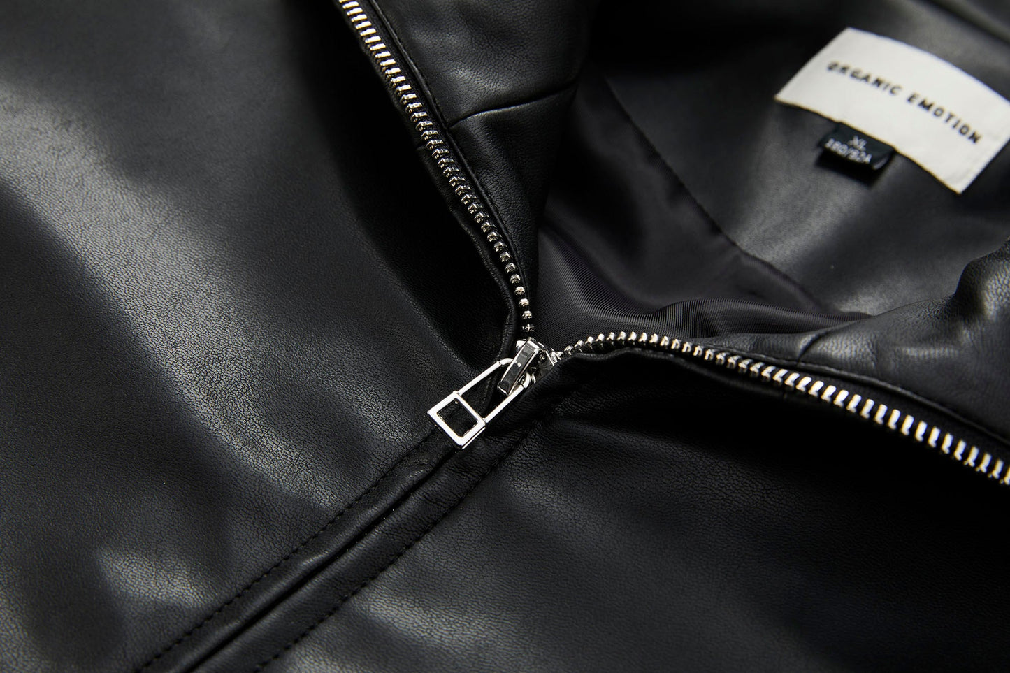 Faux Leather Piped Seam Jacket