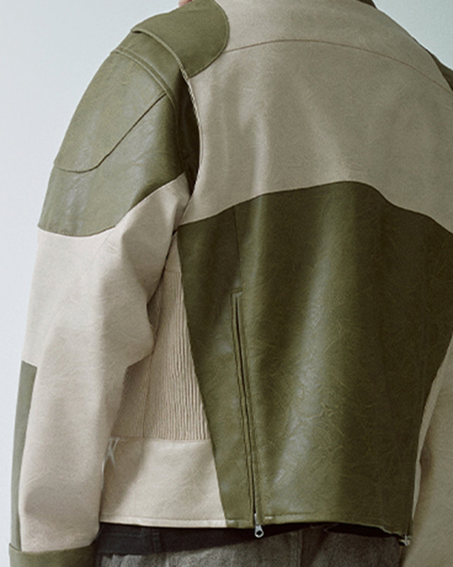 Modern Deconstructed Faux Leather Biker Jacket