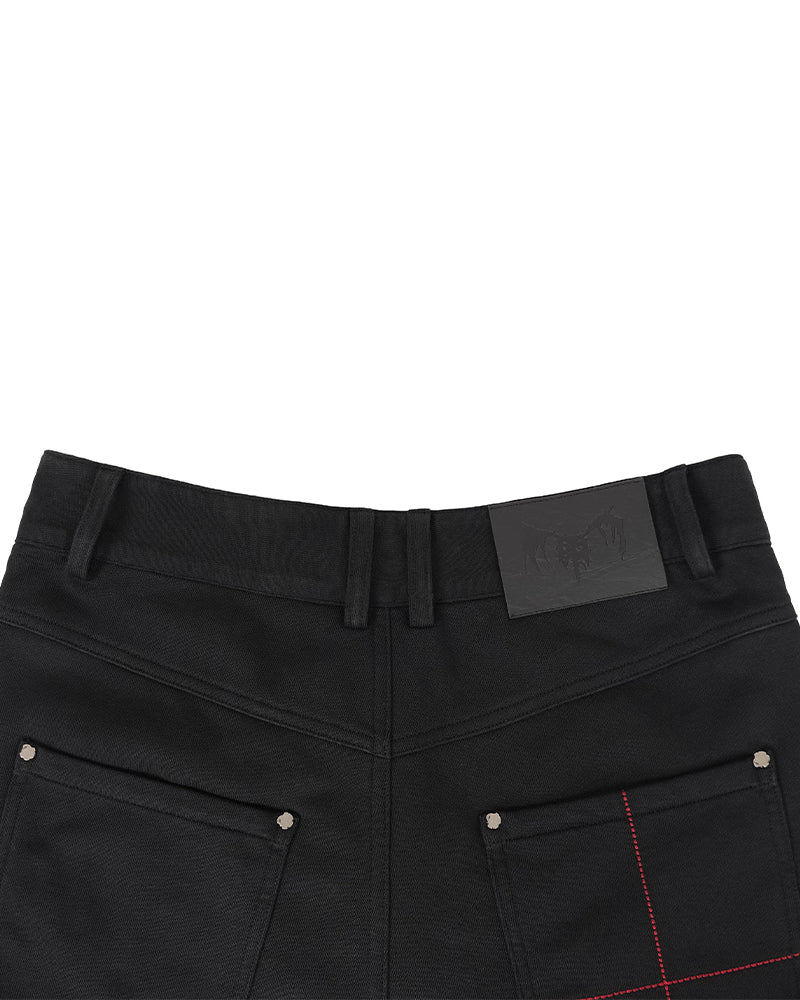 Devil Embroidery Straight-Leg Pants