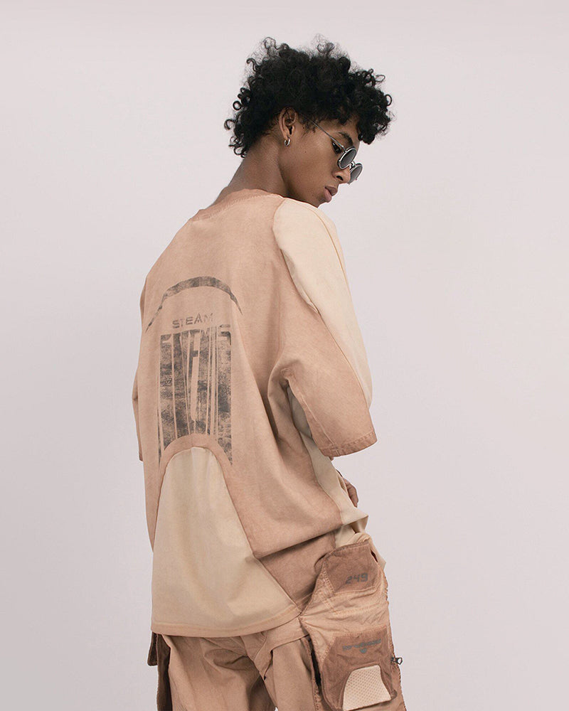 Distressed Dirty-Dye Deconstructed Panel T-Shirt