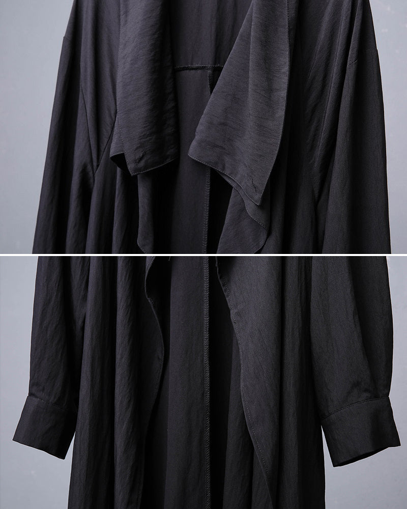 Darkwear Asymmetric Draped Black Long Cardigan