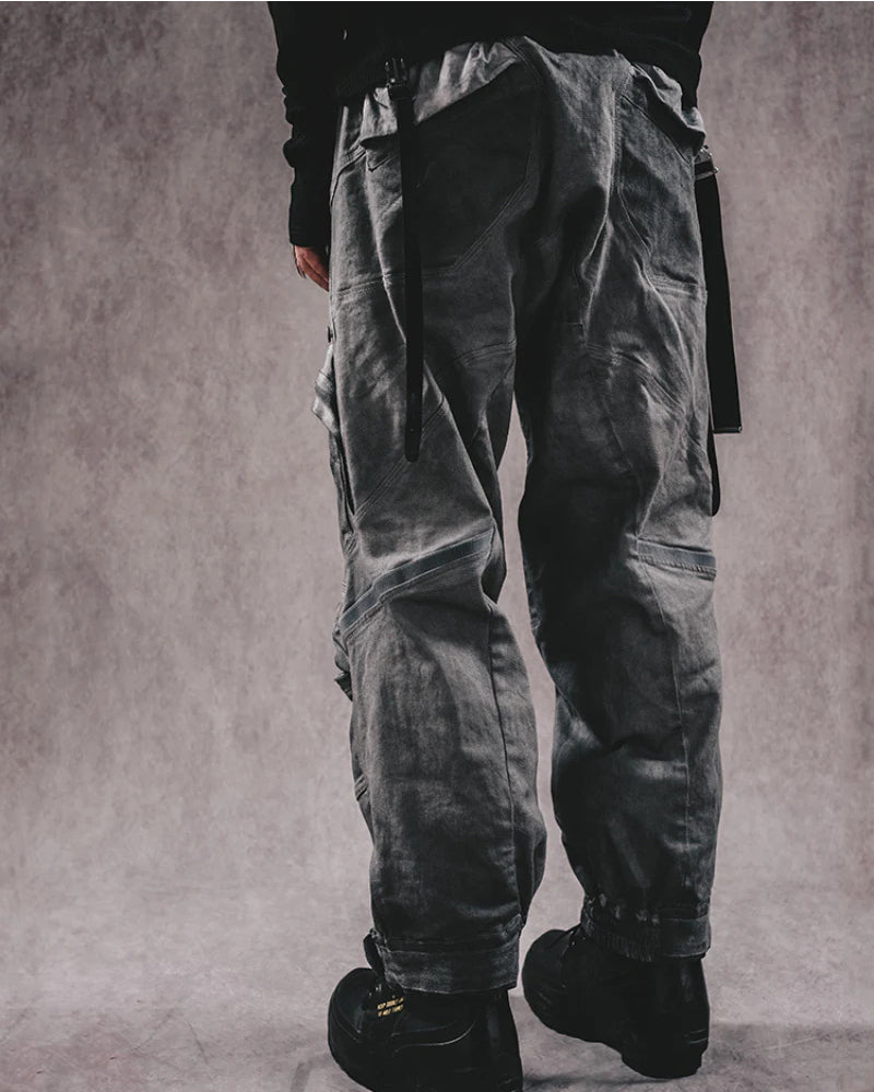 Post-Apocalyptic 3D Cut Distressed Double-Layer Cargo Pants