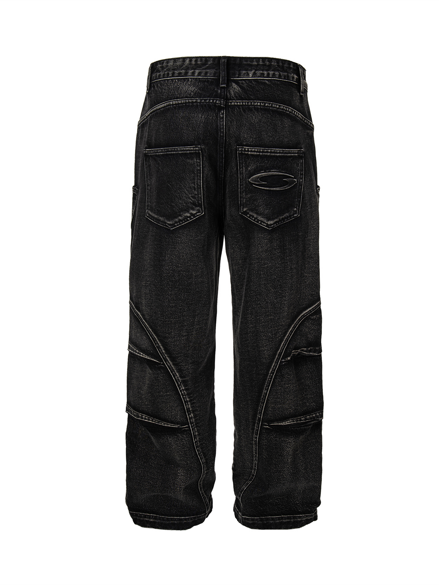Washed Deconstructed Oversized Denim Cargo Pants