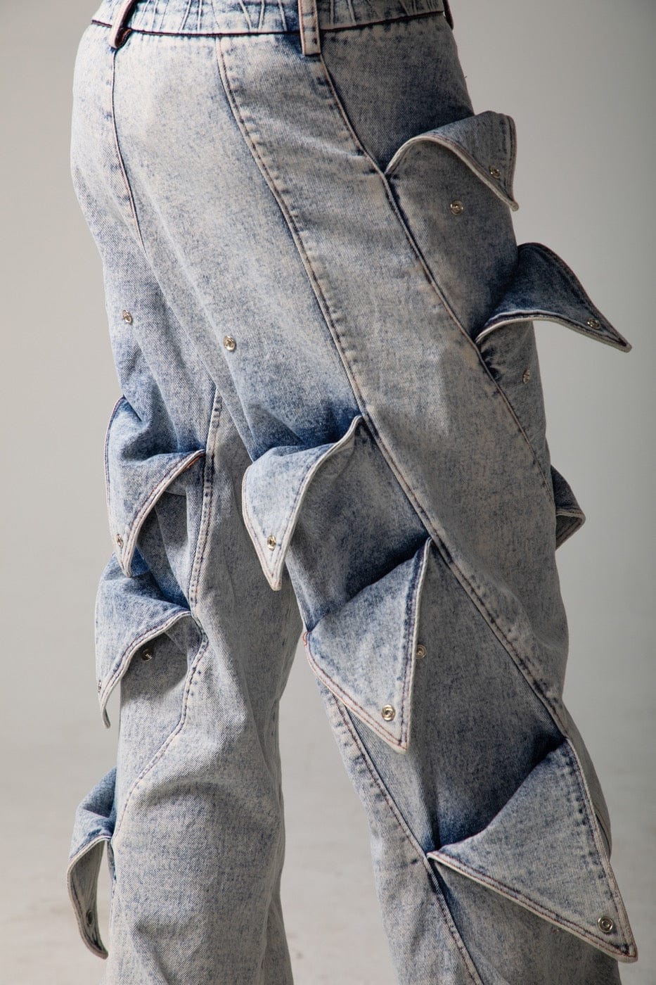 Deconstructed Rose Petals Washed Jeans
