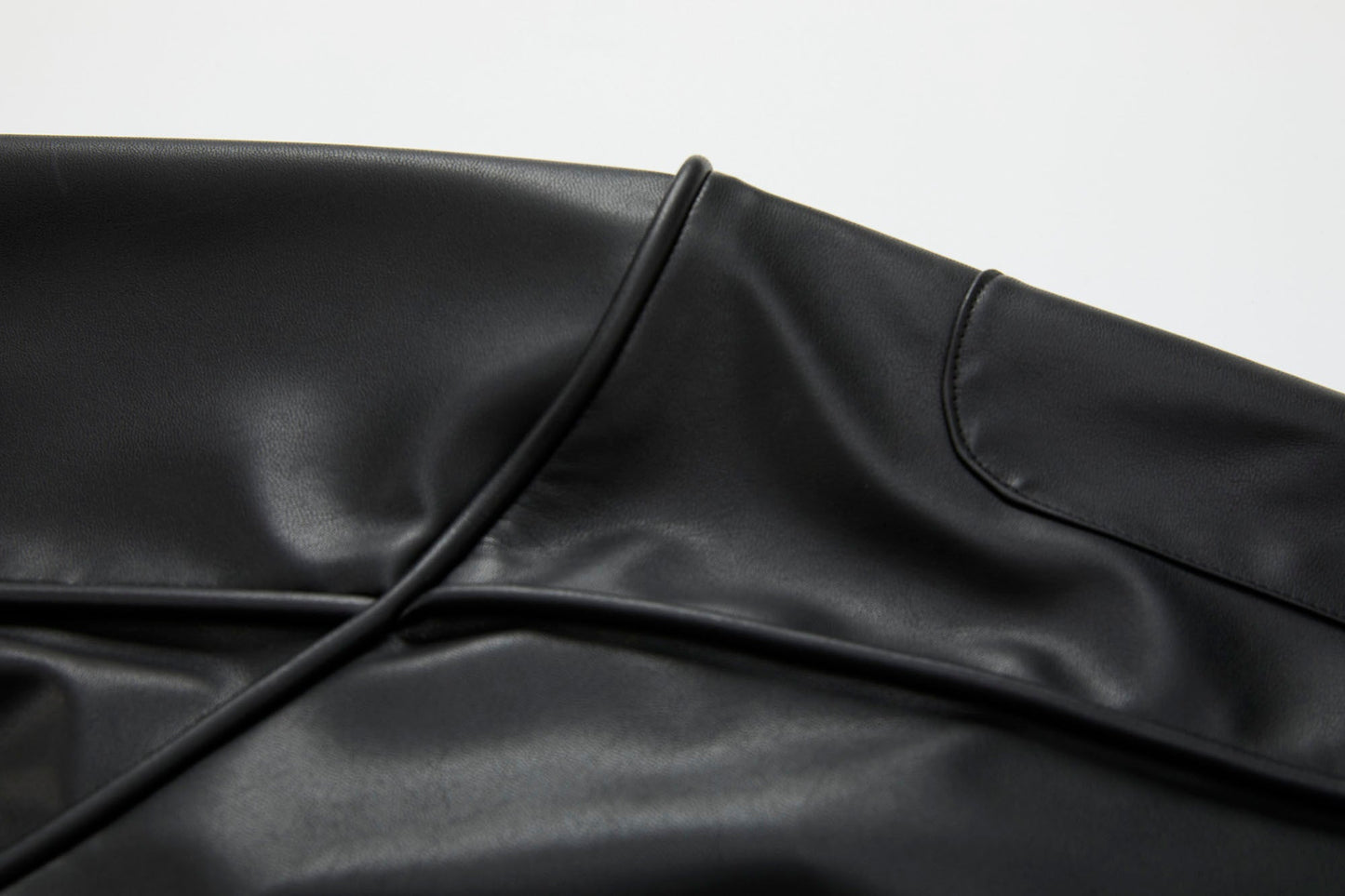 Faux Leather Piped Seam Jacket