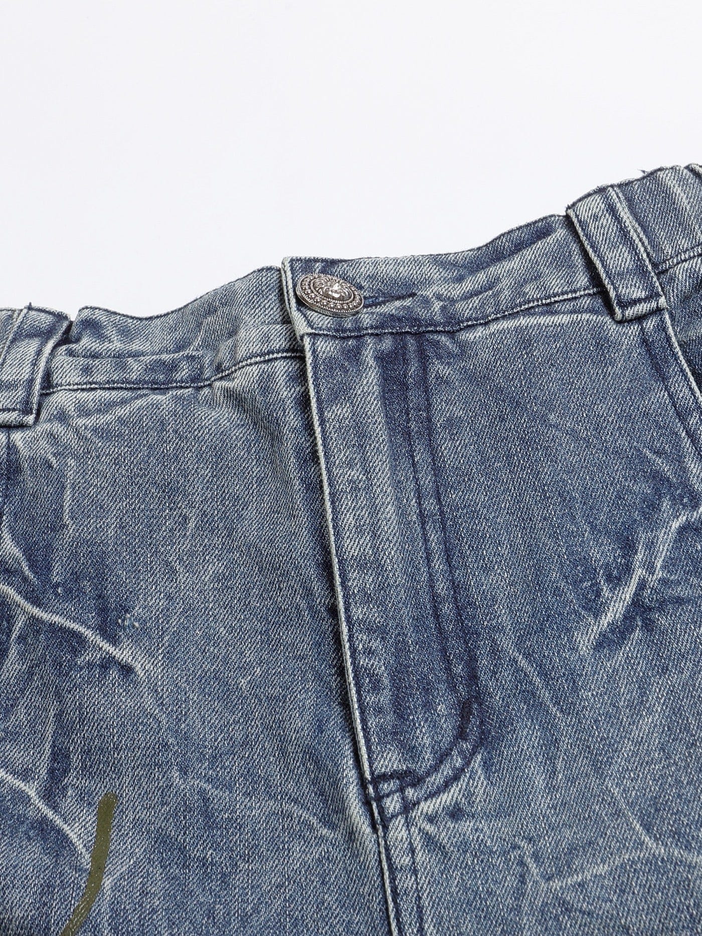Ripple Spliced Washed Jeans