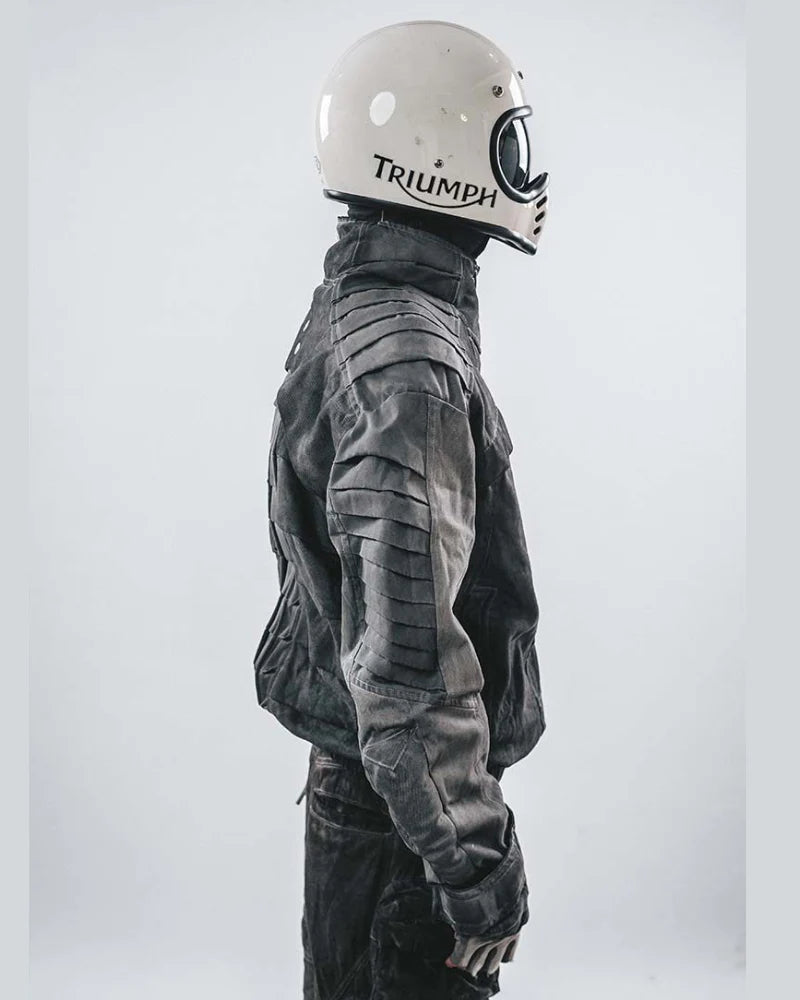 Post-Apocalyptic Stand-Collar 3D “Dragon Spine” Motorcycle Jacket