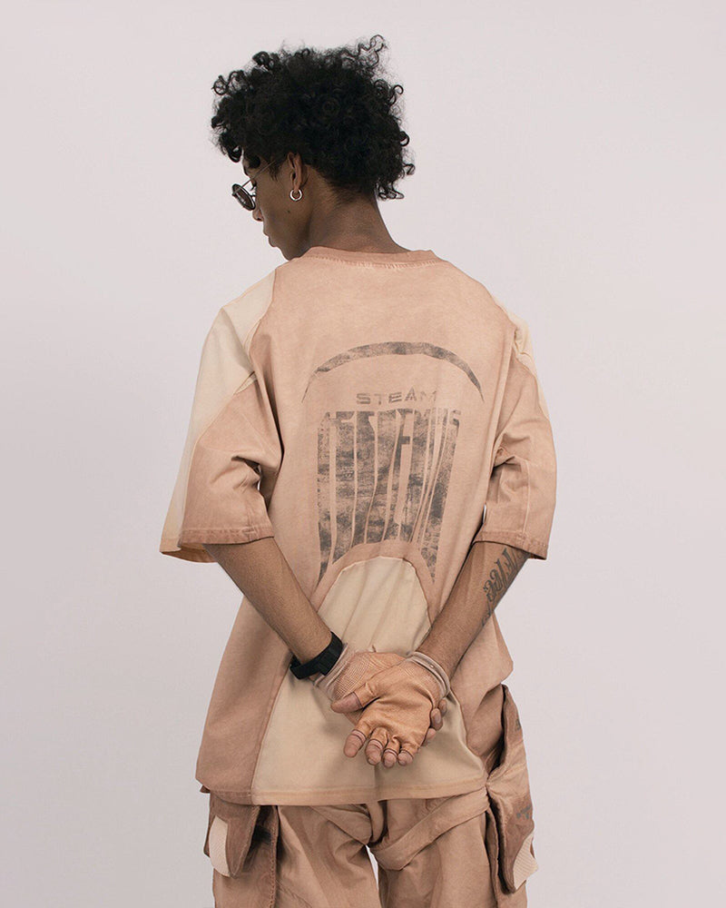 Distressed Dirty-Dye Deconstructed Panel T-Shirt
