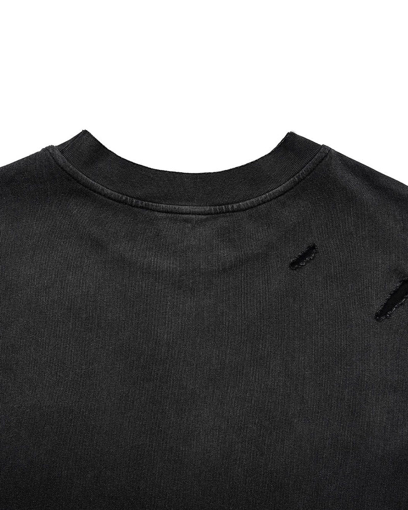 Washed Ripped Gradient T-Shirt Black
