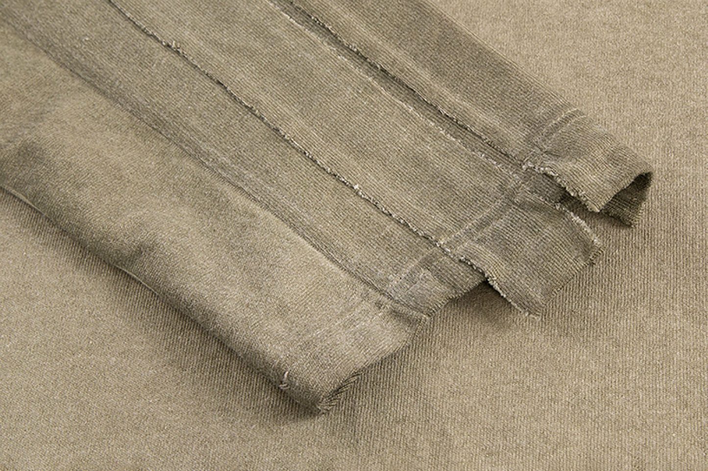 Distressed Panel-Stitched Long-Sleeve Tee