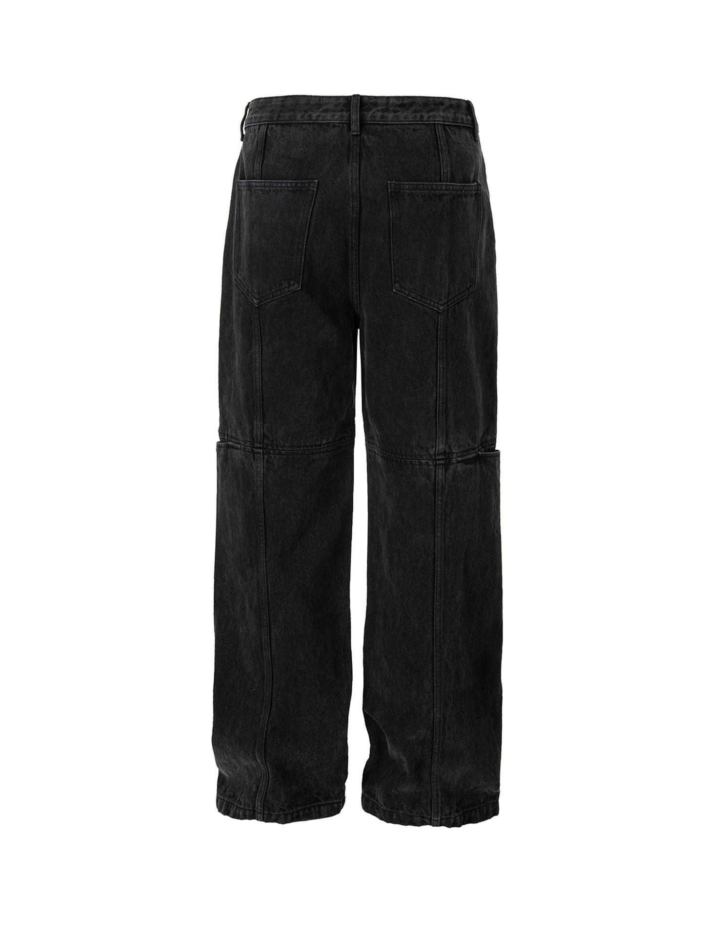 Washed Panel Multi-Pocket Straight-Leg Jeans