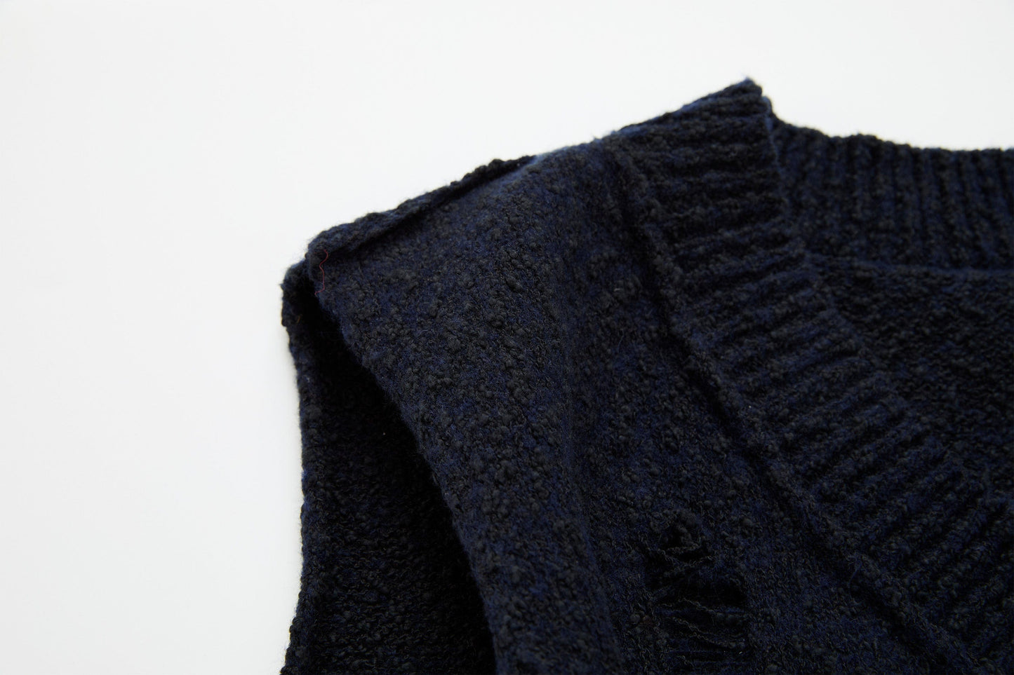 Asymmetrical Distressed Bubble-Knit Vest