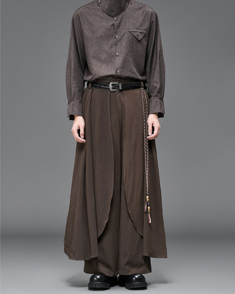 Modern Japanese Layered Wide Leg Hakama Pants