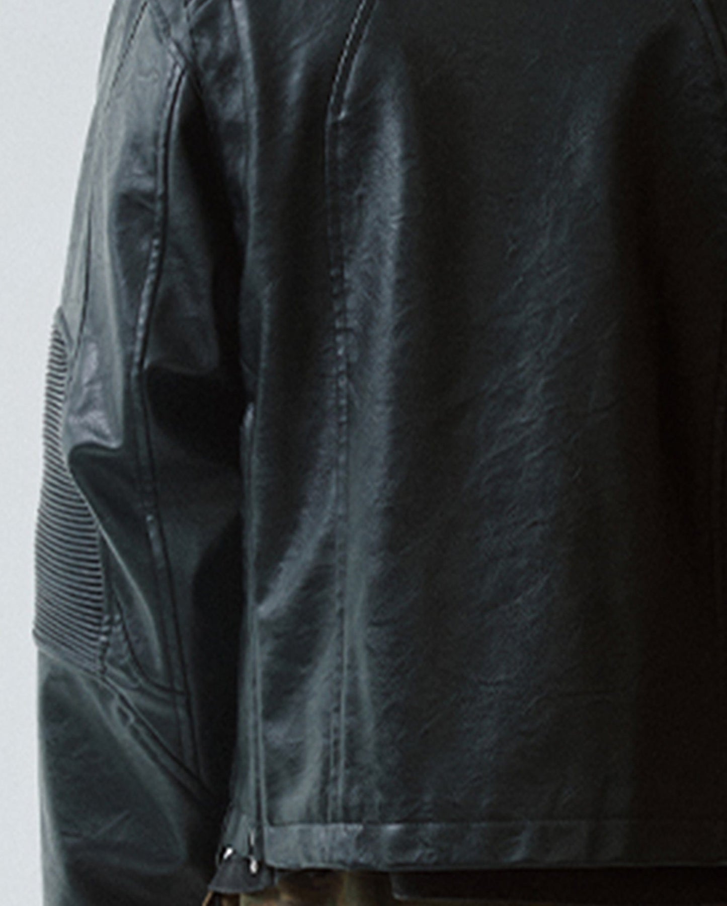 Modern Deconstructed Faux Leather Biker Jacket Black