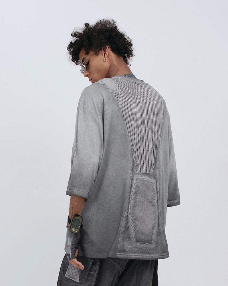 Wasteland Dirty-Dye Mesh Panel Tactical T-Shirt