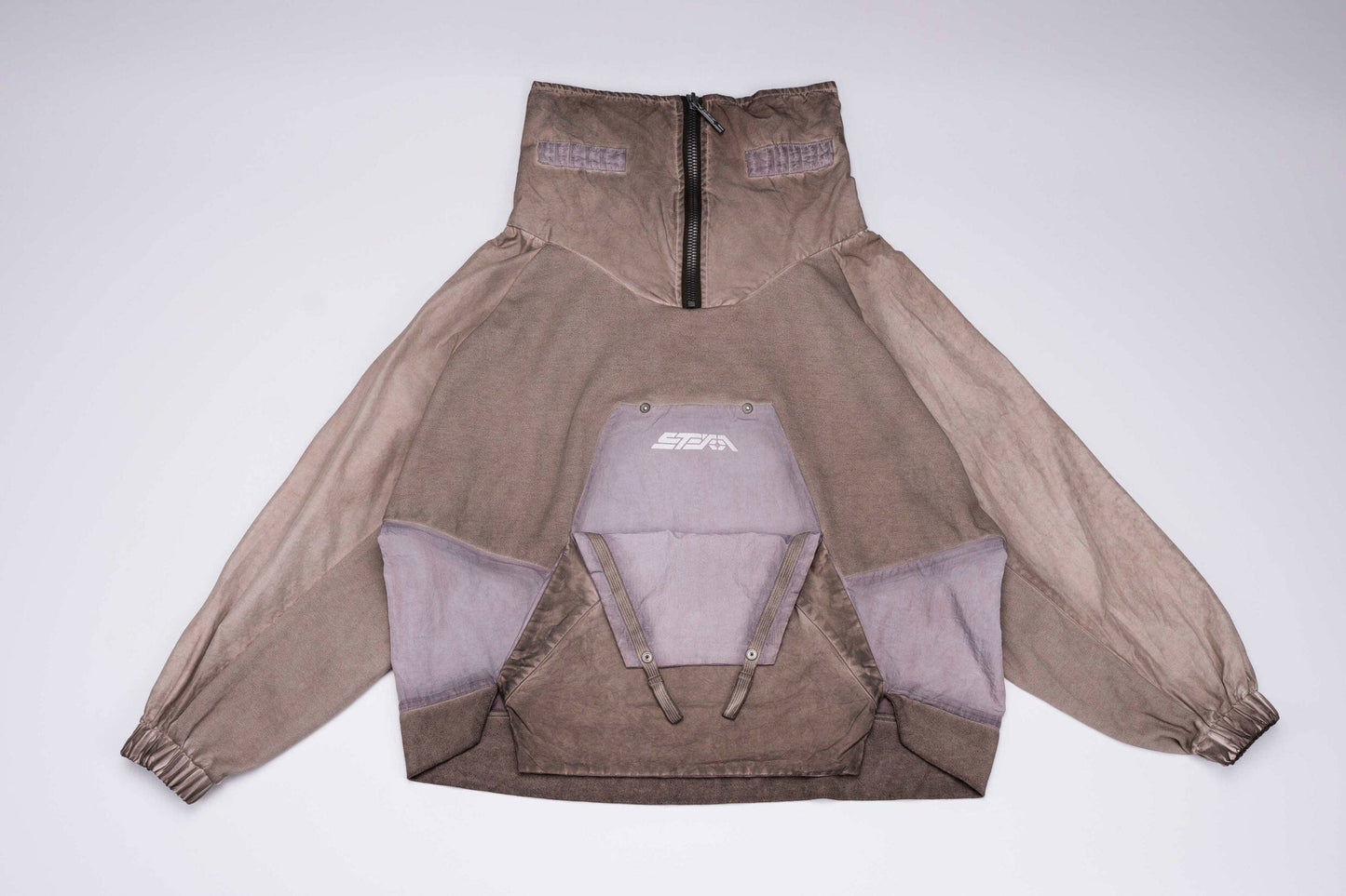 Wasteland Style Washed Patchwork Half-Zip Jacket
