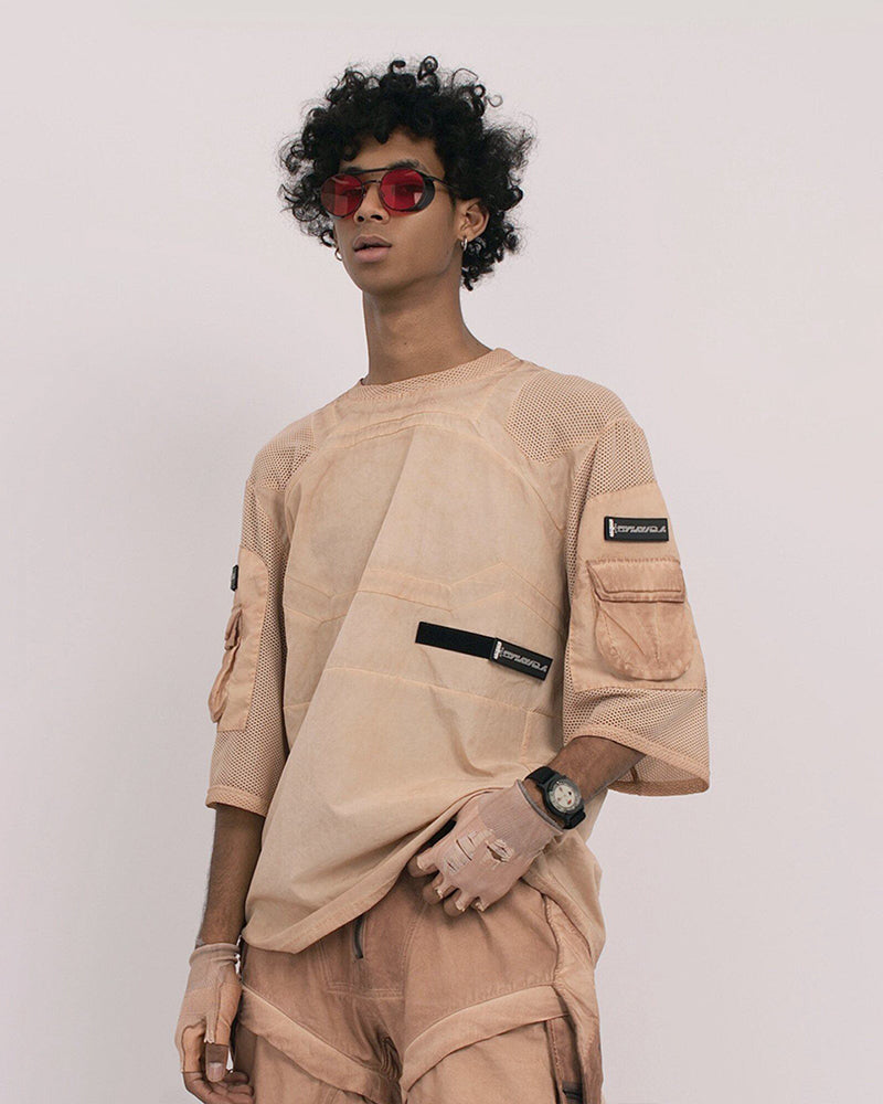 Wasteland Dirty-Dye Mesh Velcro Loose Pocket T-Shirt