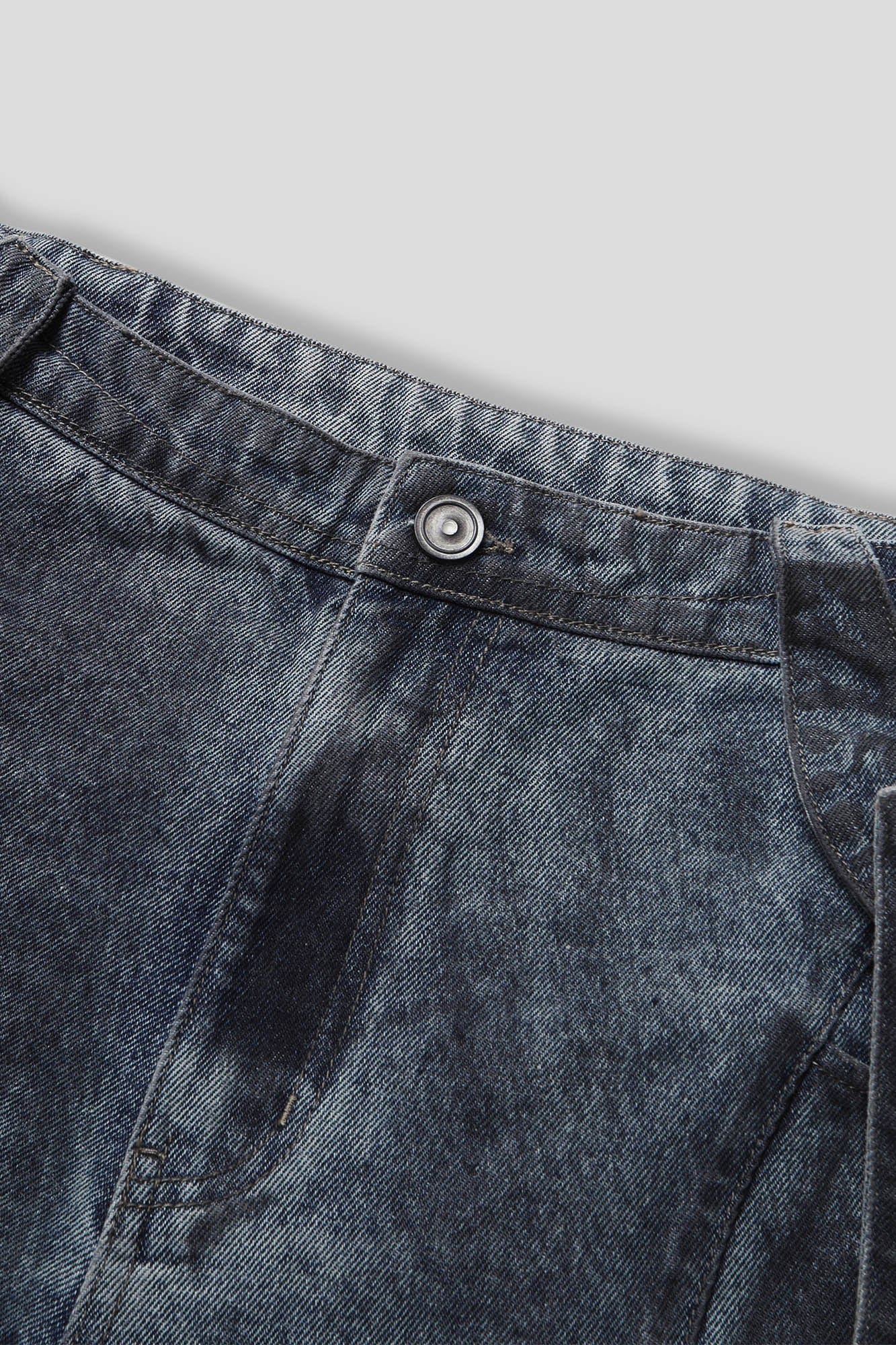 Deconstructed Multi-Strap Wide-Leg Jeans