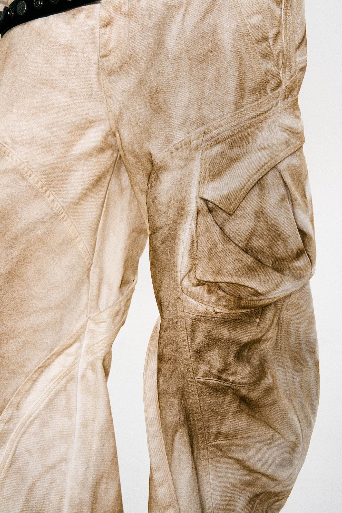 Rusted Double-Waist Multi-Pocket Curved-Leg Cargo