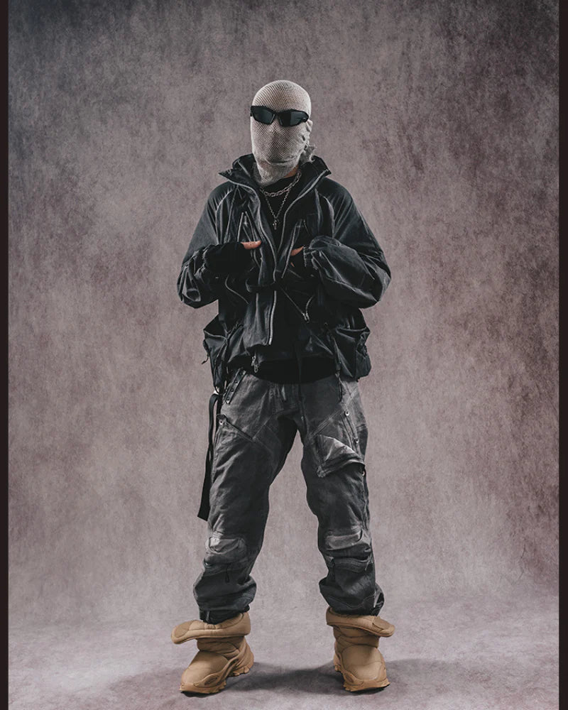 Post-Apocalyptic 3D Cut Distressed Double-Layer Cargo Pants