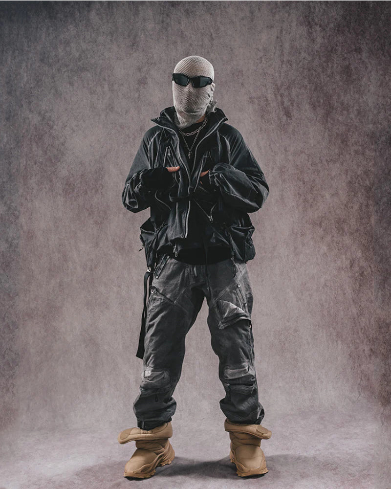 Post-Apocalyptic 3D Cut Distressed Double-Layer Cargo Pants