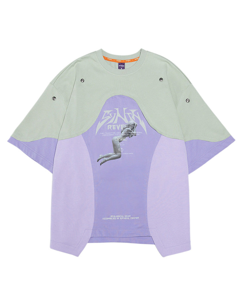 Cyberpunk Outfits Cool Touch Patchwork Print T-Shirt