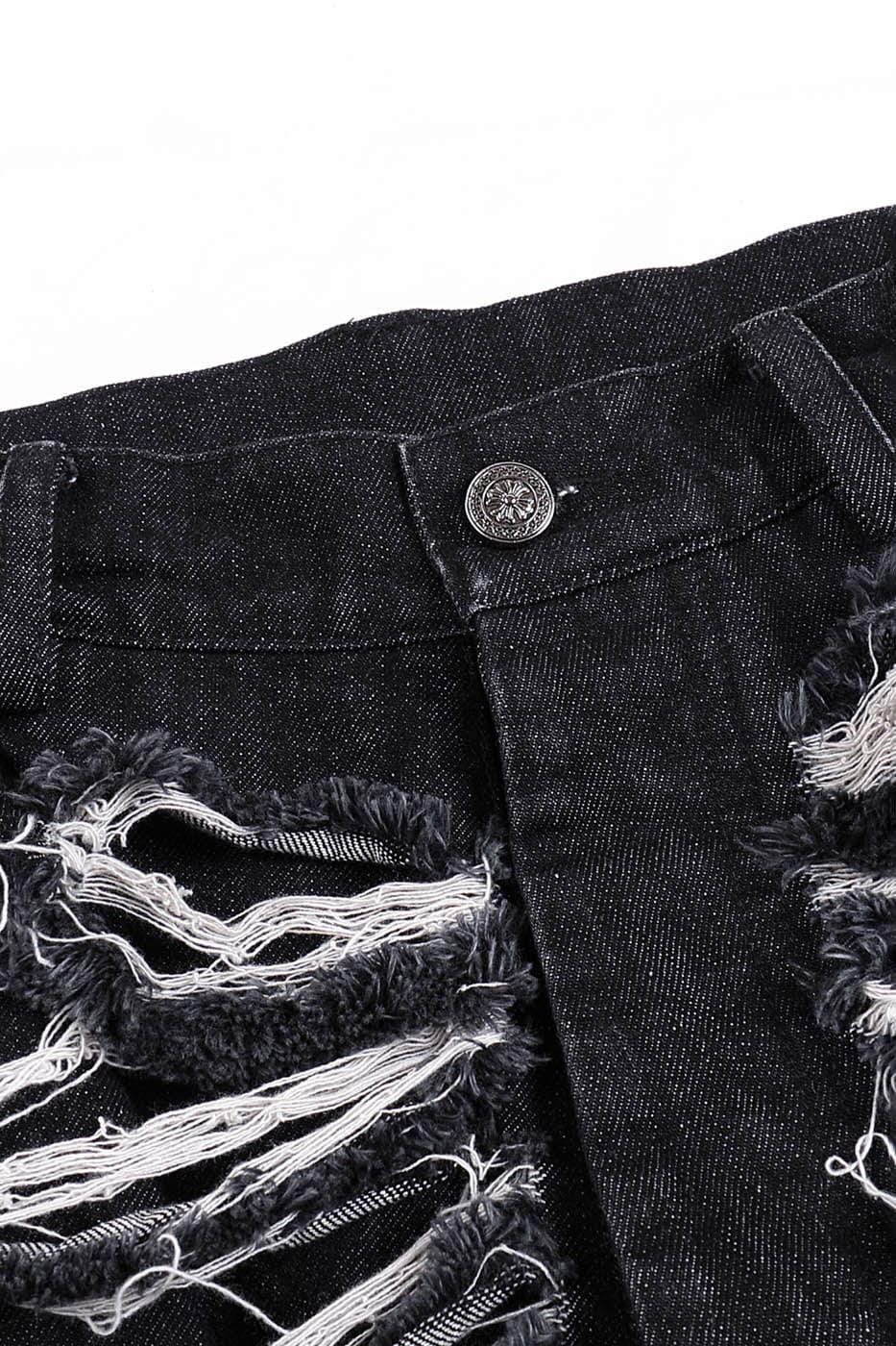 Heavily Distressed Denim Shorts
