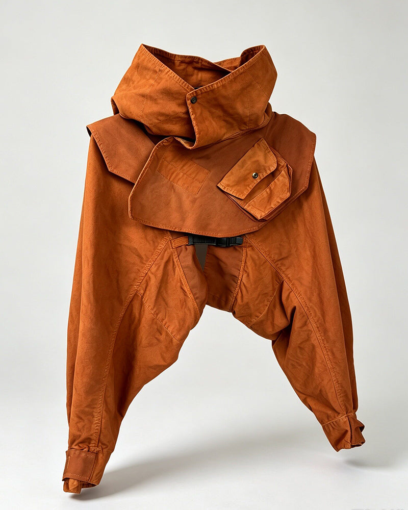 Post-Apocalyptic Tactical Dirty Wash Hooded Cape