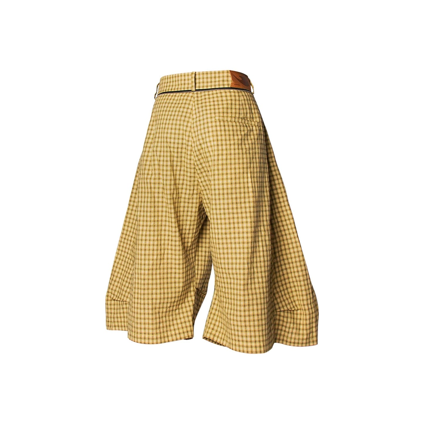 Detachable Scarf Grid Pleated Shorts