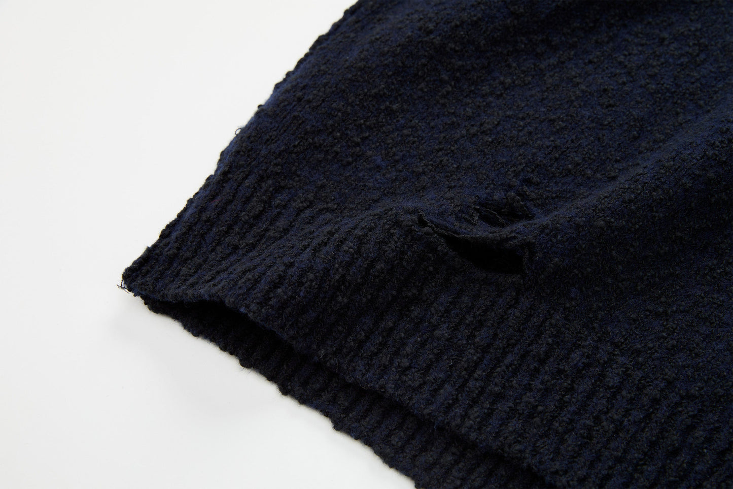 Asymmetrical Distressed Bubble-Knit Vest