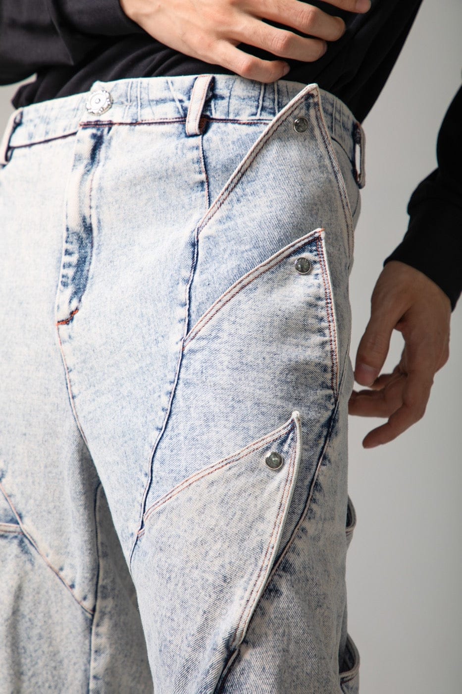 Deconstructed Rose Petals Washed Jeans