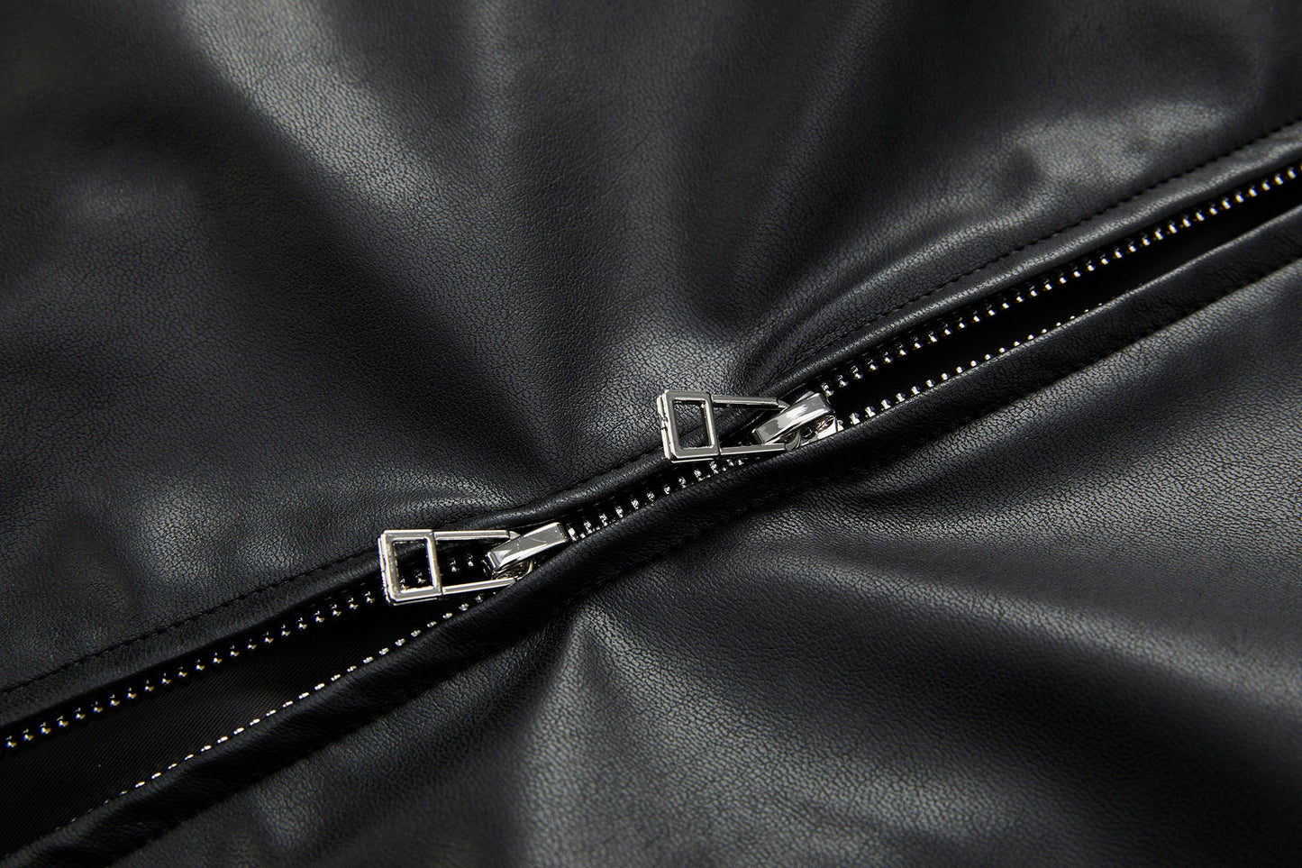 Faux Leather Piped Seam Jacket