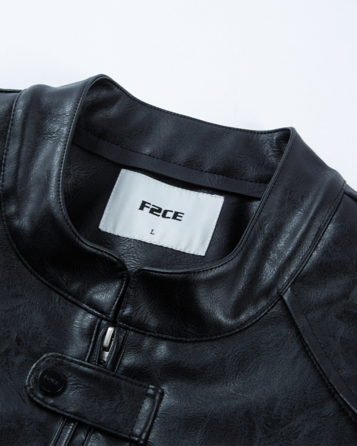 Modern Deconstructed Faux Leather Biker Jacket Black