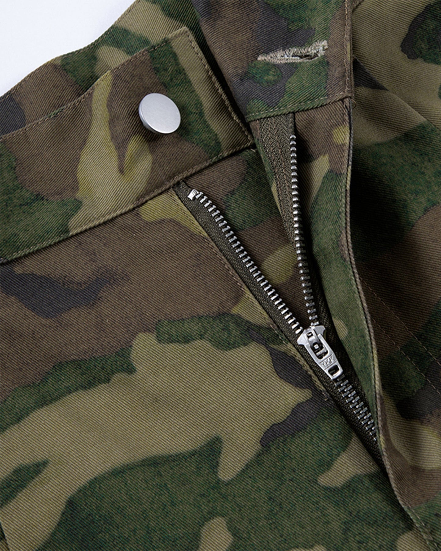 Wide-Leg Draw-String Camo Cargo Pants