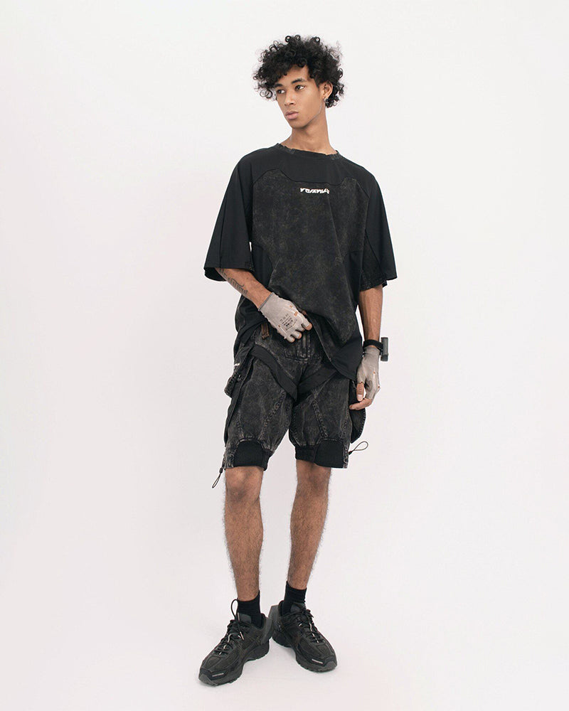 Distressed Dirty-Dye Deconstructed Panel T-Shirt