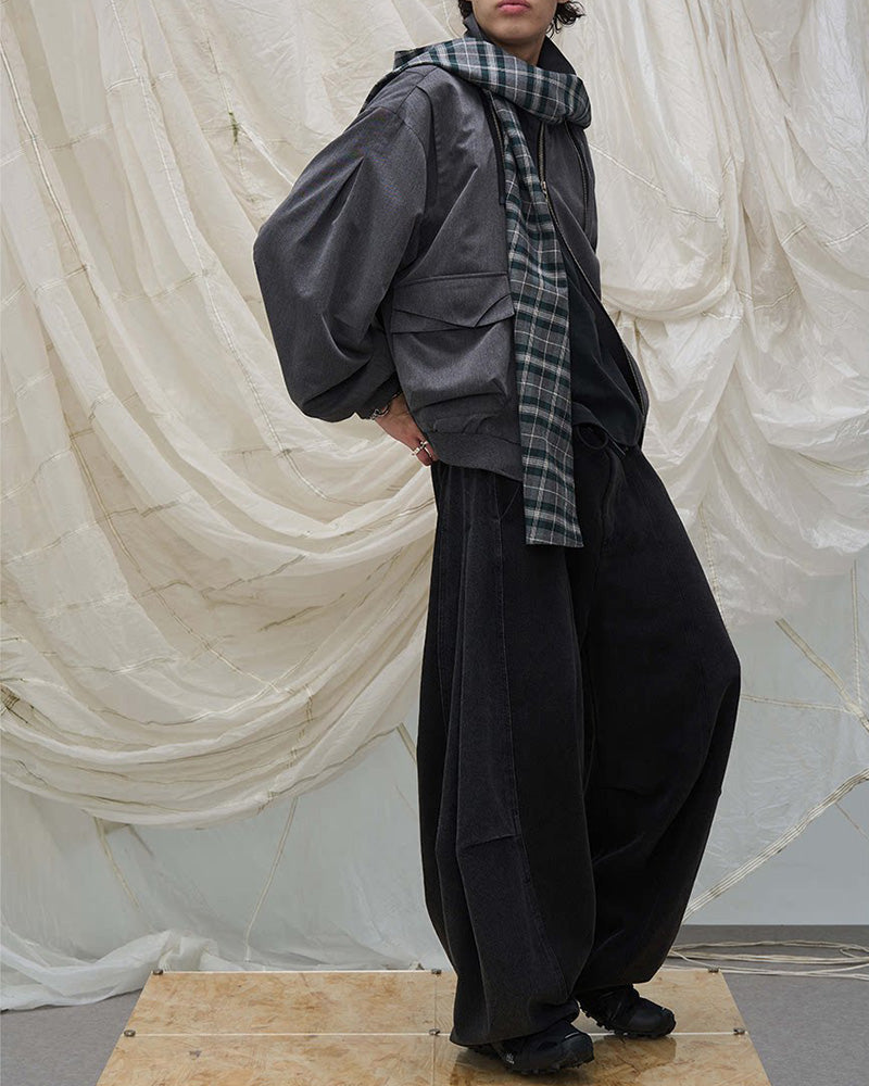 Detachable Plaid Back Flap Spliced Jeans