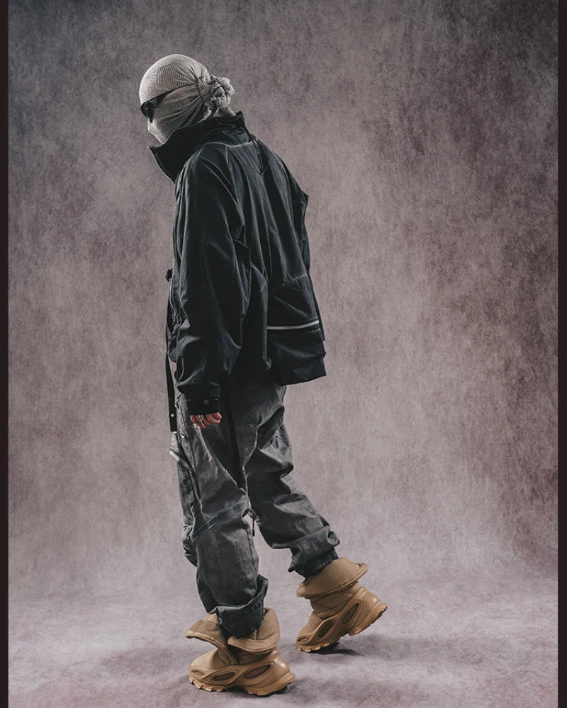Post-Apocalyptic 3D Cut Distressed Double-Layer Cargo Pants