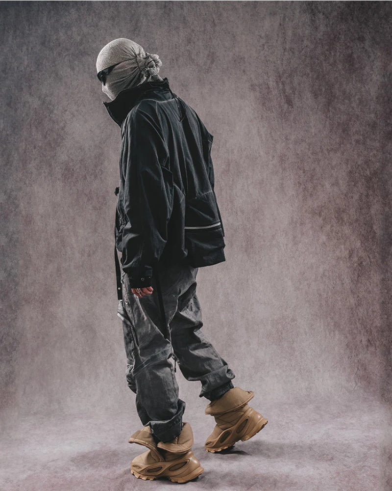 Post-Apocalyptic 3D Cut Distressed Double-Layer Cargo Pants