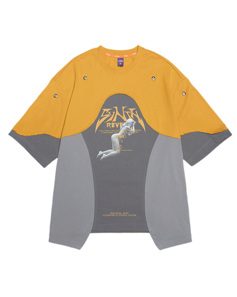 Cyberpunk Outfits Cool Touch Patchwork Print T-Shirt
