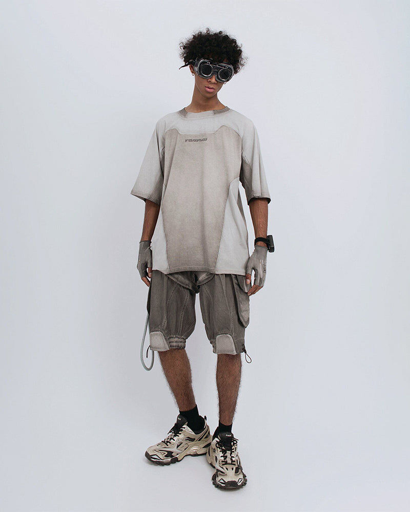 Distressed Dirty-Dye Deconstructed Panel T-Shirt