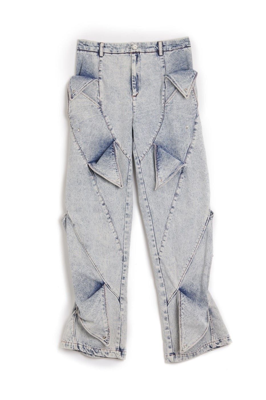 Deconstructed Rose Petals Washed Jeans
