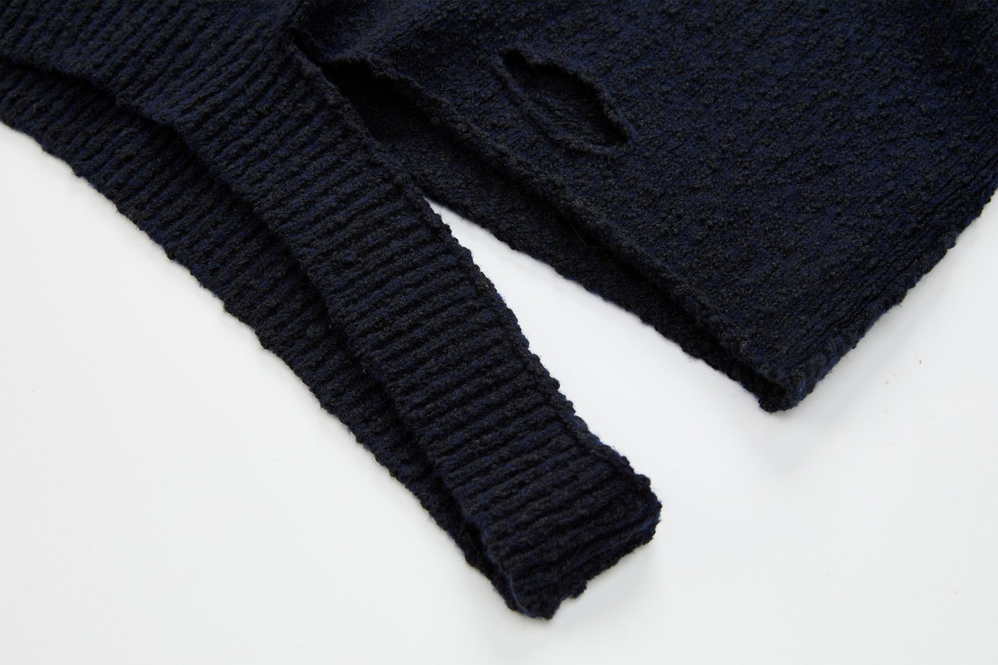 Asymmetrical Distressed Bubble-Knit Vest