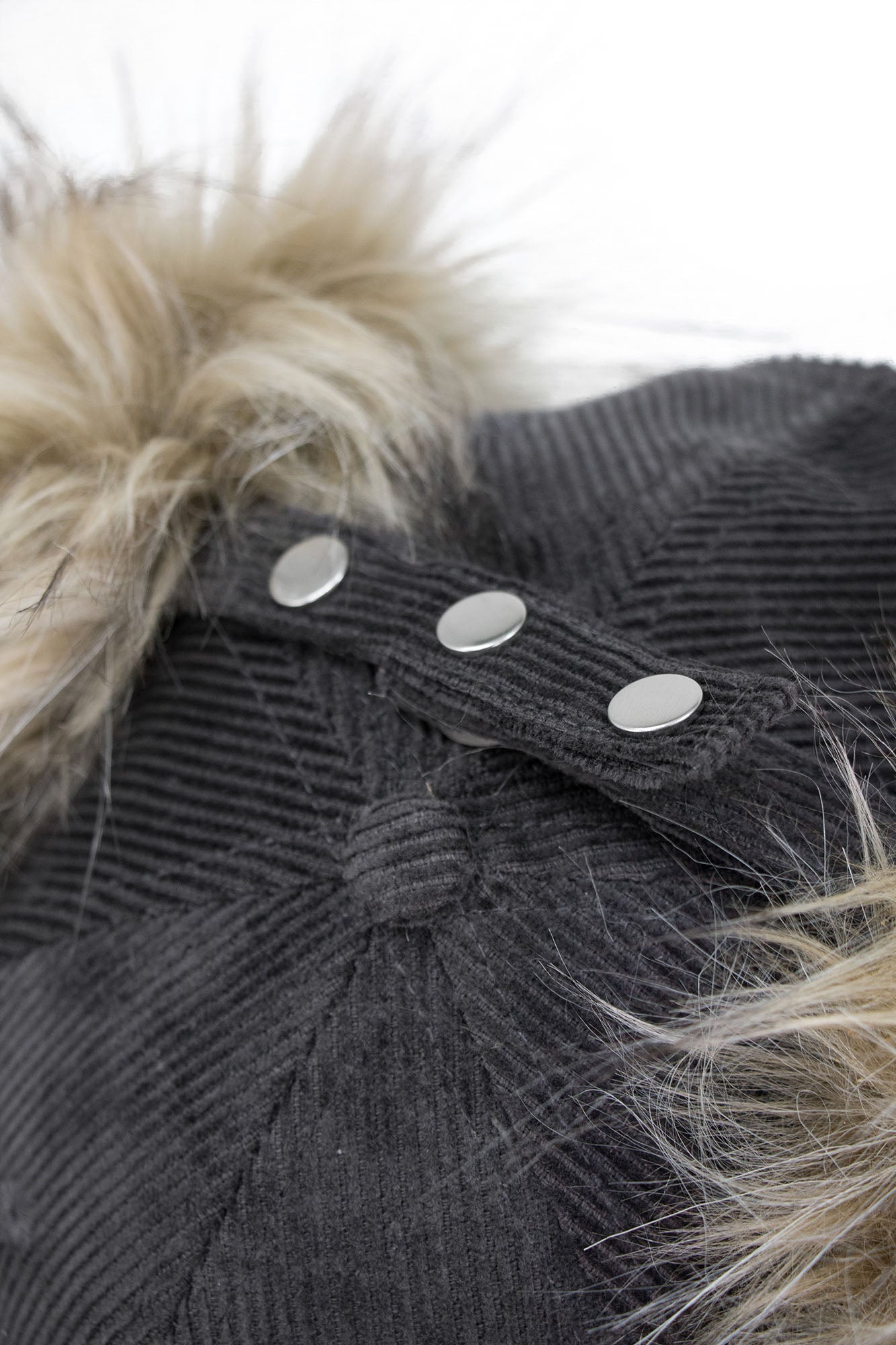 Faux-Fur Earflaps Corduroy Cap