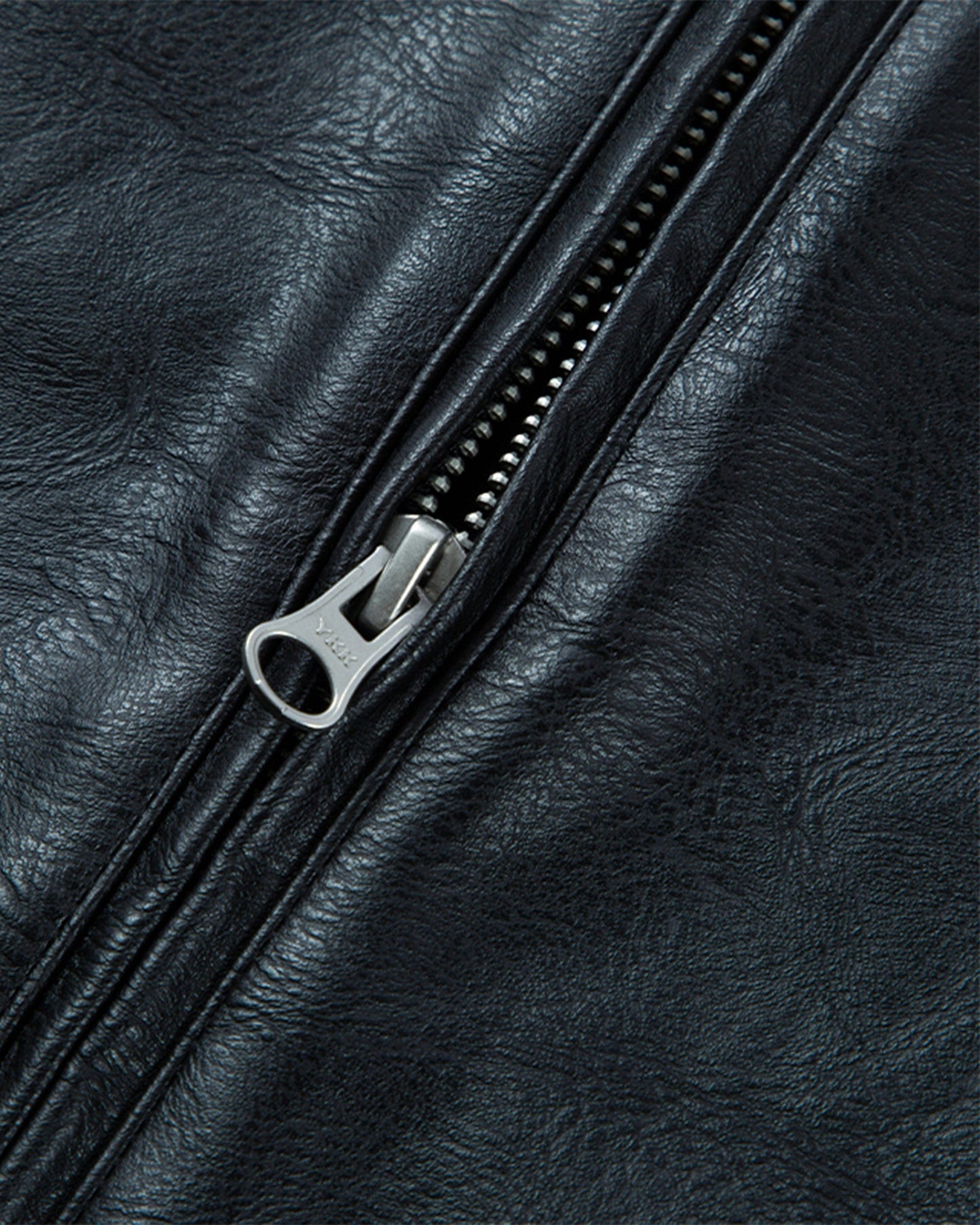 Modern Deconstructed Faux Leather Biker Jacket Black