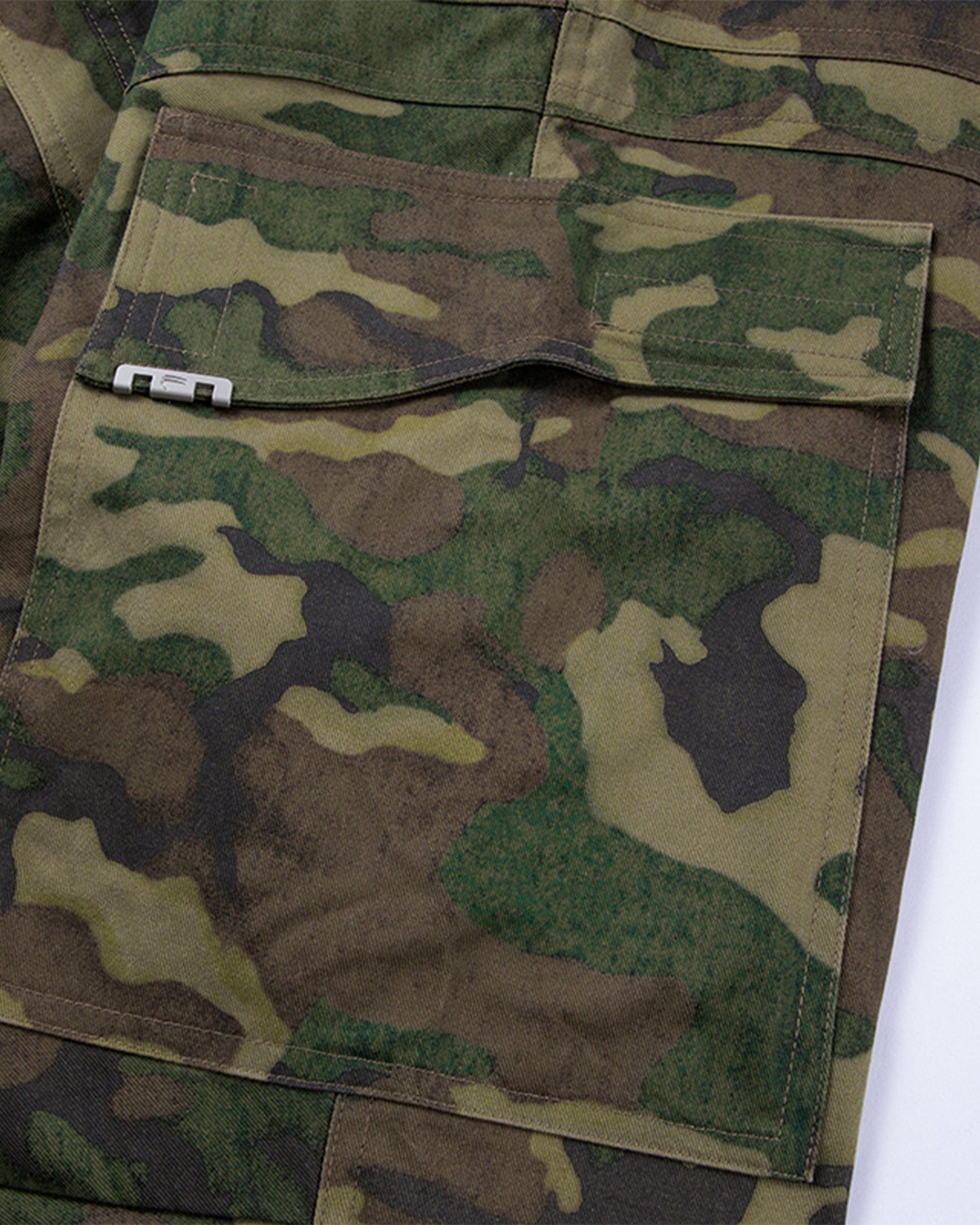 Wide-Leg Draw-String Camo Cargo Pants