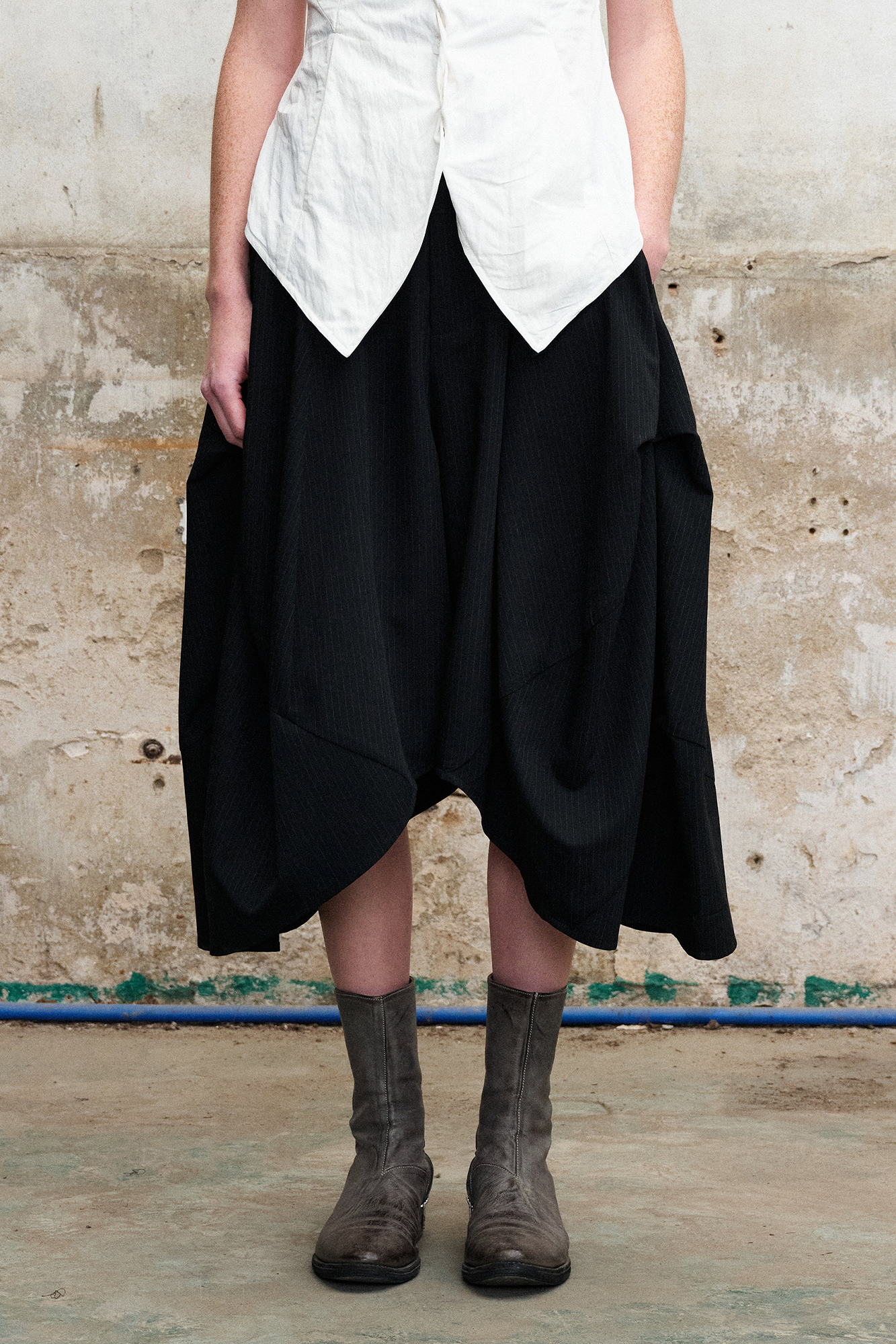 Pinstripe Balloon Skort Pants